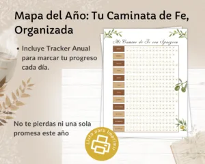 Plantilla imprimible de tracker anual "Mi Camino de Fe con Spurgeon" para marcar el progreso de lectura diario de enero a diciembre.