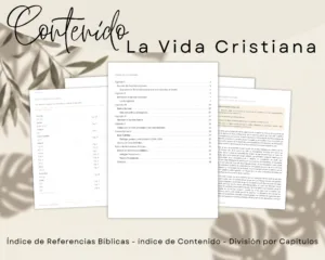 Muestra de la tabla de contenido e índice de referencias bíblicas del libro La Vida Cristiana de Calvino en PDF.